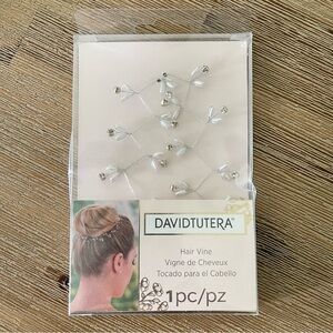 David Tutera Silver White Rhinestone Hair Vine Bridal Accessory